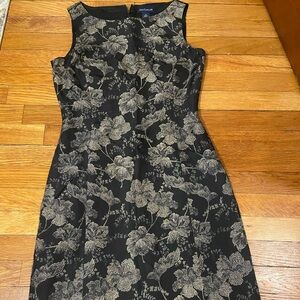 Ann Taylor Black and Gold Floral Midi Dress